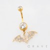 DANGLING MULTI CZ BAT CHARM BELLY BUTTON NAVEL RING 316L SURGICAL STEEL
